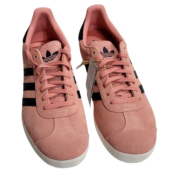 Adidas Gazelle Glow Pink Mens Sneakers Size 13 Suede Upper Black Stripes Casual - Picture 1 of 12
